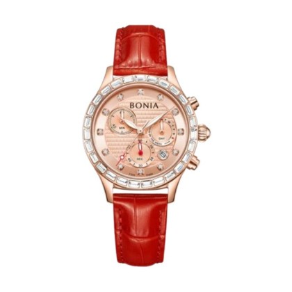 Bonia Contemporary BNB10890-2527S Red Leather Strap Women Watch